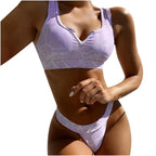 Swimwear Women Swimsuit Push Up Bikinis Fashion Women's Solid Color Bikini Pad Swimwear Swimsuit Beachwear Set Triangle Bikini Bathing Suits Stevvex