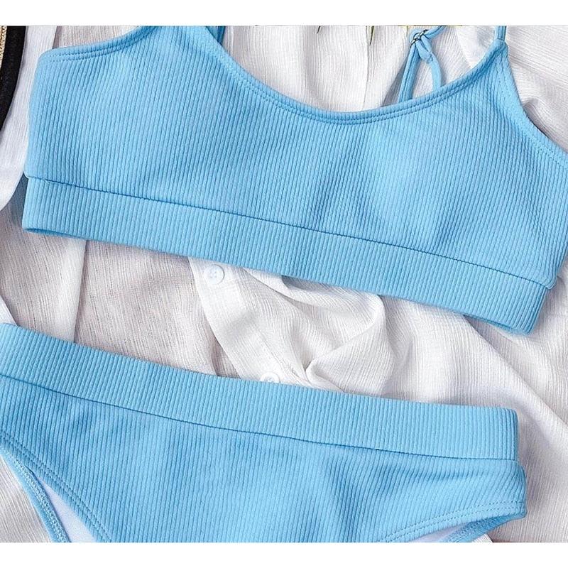 Swimwear Women Swimsuit Push Up Bikinis Fashion Women's Solid Color Bikini Pad Swimwear Swimsuit Beachwear Set Triangle Bikini Bathing Suits Stevvex