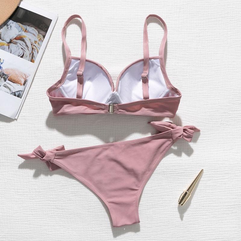 Swimwear Yellow Push Up Bikini Women Bikini Halter Top with Cheeky Bottom Two Piece Bathing Suits for Swimsuits Beach Female Swimsuit With Rhinestones Swimming Bathing Suit Women Bikinis Set Girl Bather Stevvex