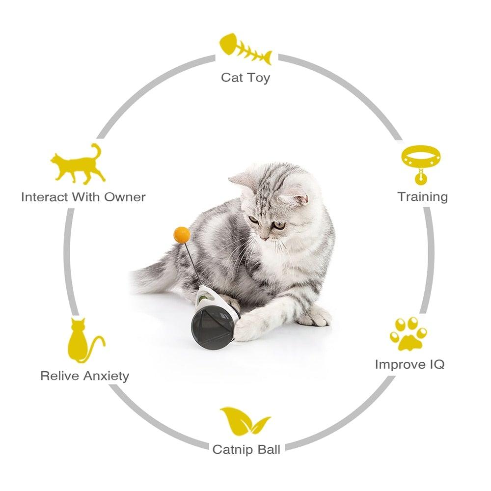 Swing Toys for Cats Kitten Interactive Balance Car Cat Chasing Toy With Catnip Funny Pet Products Indoor Cats Chaser Toys with Feather Catnip Ball Balanced Exercise Wheel Toy for Cats Chasing Hunting Playing Stevvex