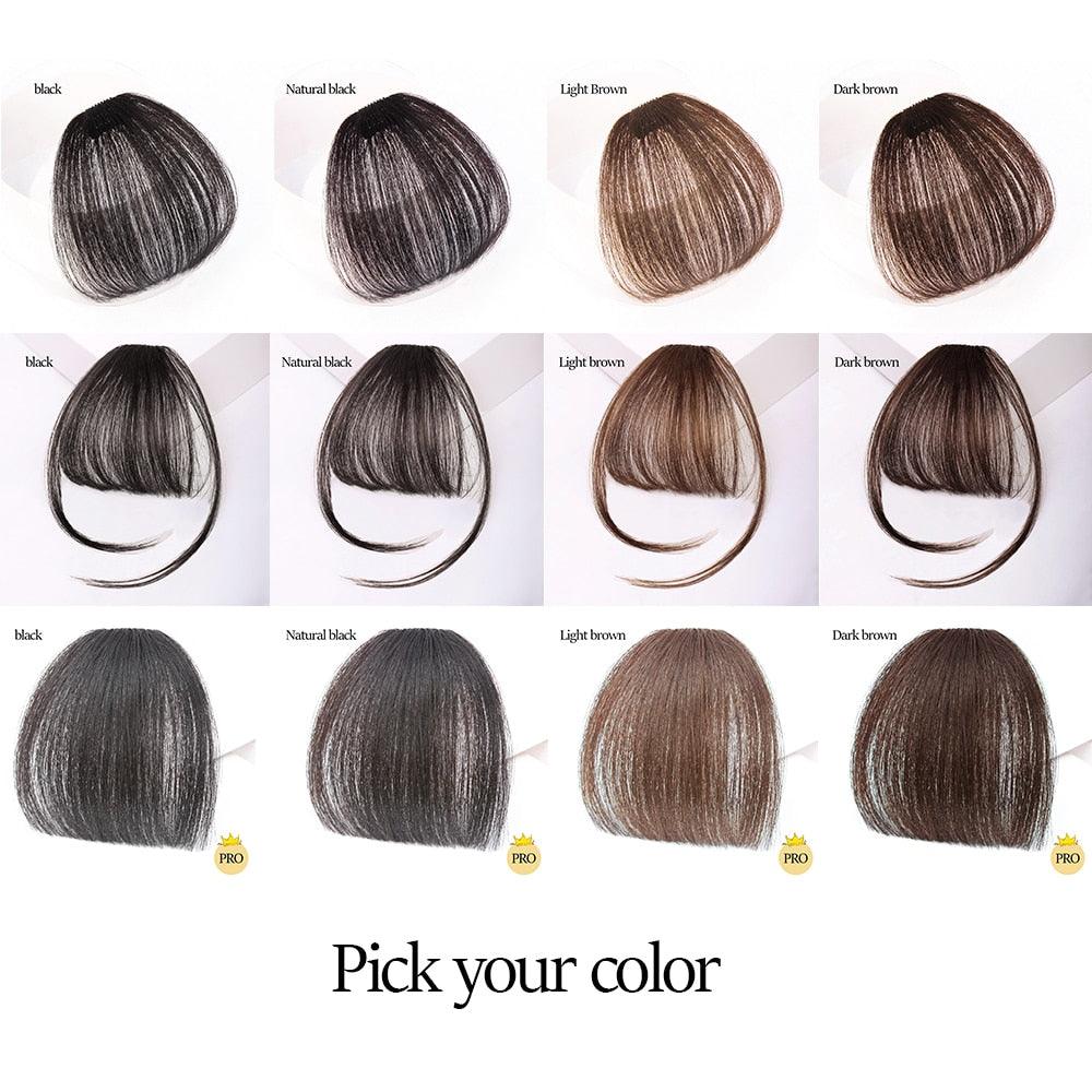 Synthetic Air Bangs Heat Resistant Hairpieces Hair Women Natural Short Black Brown Bangs Hair Clips For Extensions Natural Flat Neat Bangs With Temples For Women One Piece Hairpiece Stevvex