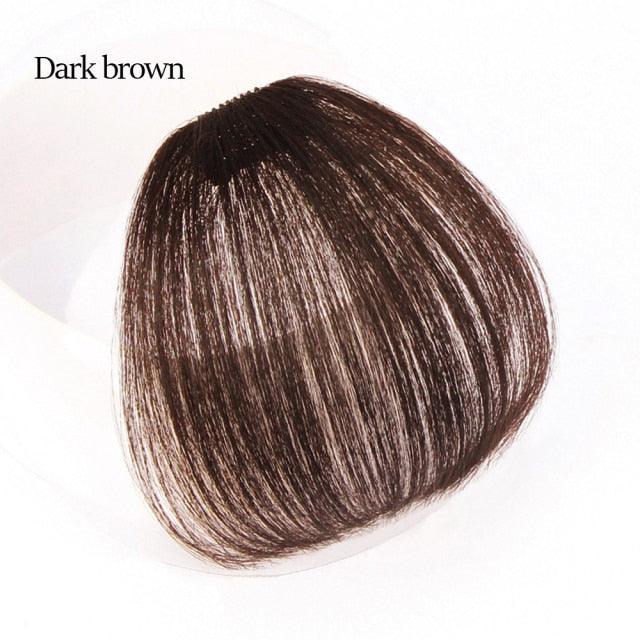 Synthetic Air Bangs Heat Resistant Hairpieces Hair Women Natural Short Black Brown Bangs Hair Clips For Extensions Natural Flat Neat Bangs With Temples For Women One Piece Hairpiece Stevvex