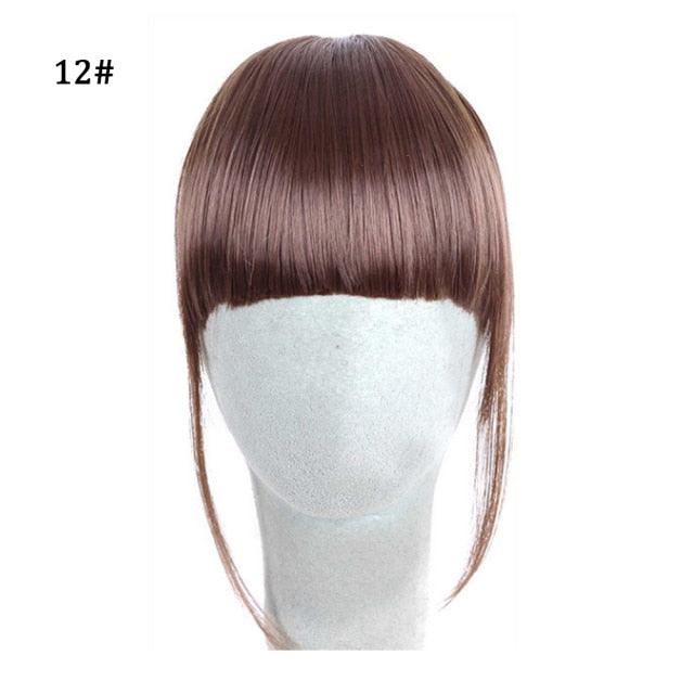 Synthetic Air Bangs Heat Resistant Hairpieces Hair Women Natural Short Black Brown Bangs Hair Clips For Extensions Natural Flat Neat Bangs With Temples For Women One Piece Hairpiece Stevvex