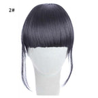 Synthetic Air Bangs Heat Resistant Hairpieces Hair Women Natural Short Black Brown Bangs Hair Clips For Extensions Natural Flat Neat Bangs With Temples For Women One Piece Hairpiece Stevvex