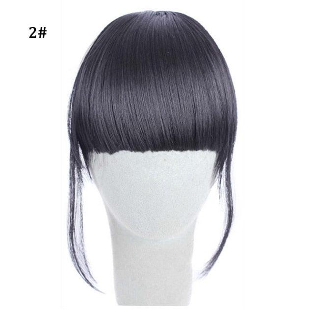 Synthetic Air Bangs Heat Resistant Hairpieces Hair Women Natural Short Black Brown Bangs Hair Clips For Extensions Natural Flat Neat Bangs With Temples For Women One Piece Hairpiece Stevvex