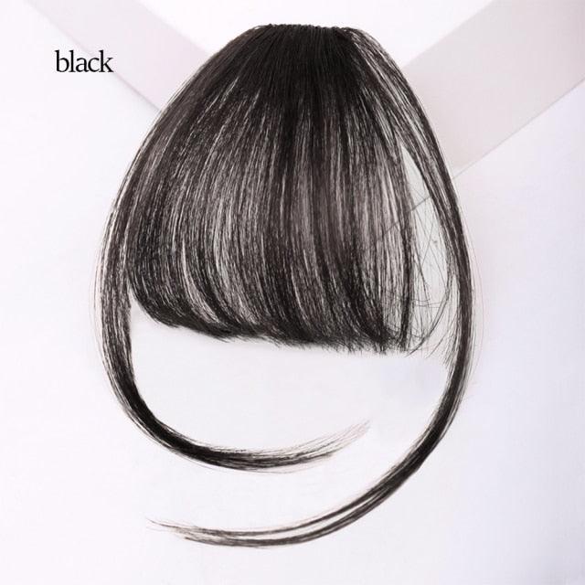 Synthetic Air Bangs Heat Resistant Hairpieces Hair Women Natural Short Black Brown Bangs Hair Clips For Extensions Natural Flat Neat Bangs With Temples For Women One Piece Hairpiece Stevvex