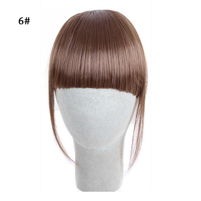 Synthetic Air Bangs Heat Resistant Hairpieces Hair Women Natural Short Black Brown Bangs Hair Clips For Extensions Natural Flat Neat Bangs With Temples For Women One Piece Hairpiece Stevvex