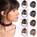 Synthetic Air Bangs Heat Resistant Hairpieces Hair Women Natural Short Black Brown Bangs Hair Clips For Extensions Natural Flat Neat Bangs With Temples For Women One Piece Hairpiece Stevvex