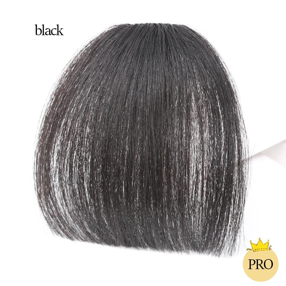 Synthetic Air Bangs Heat Resistant Hairpieces Hair Women Natural Short Black Brown Bangs Hair Clips For Extensions Natural Flat Neat Bangs With Temples For Women One Piece Hairpiece Stevvex