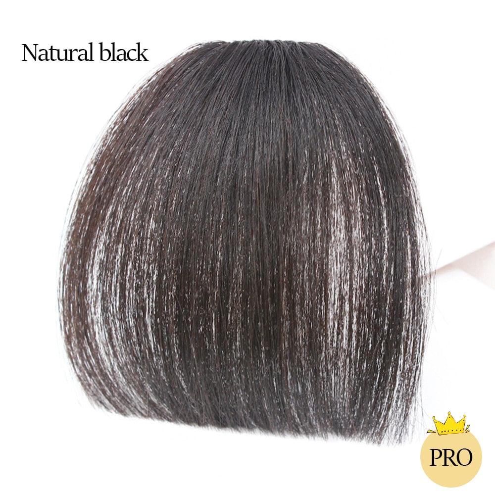 Synthetic Air Bangs Heat Resistant Hairpieces Hair Women Natural Short Black Brown Bangs Hair Clips For Extensions Natural Flat Neat Bangs With Temples For Women One Piece Hairpiece Stevvex