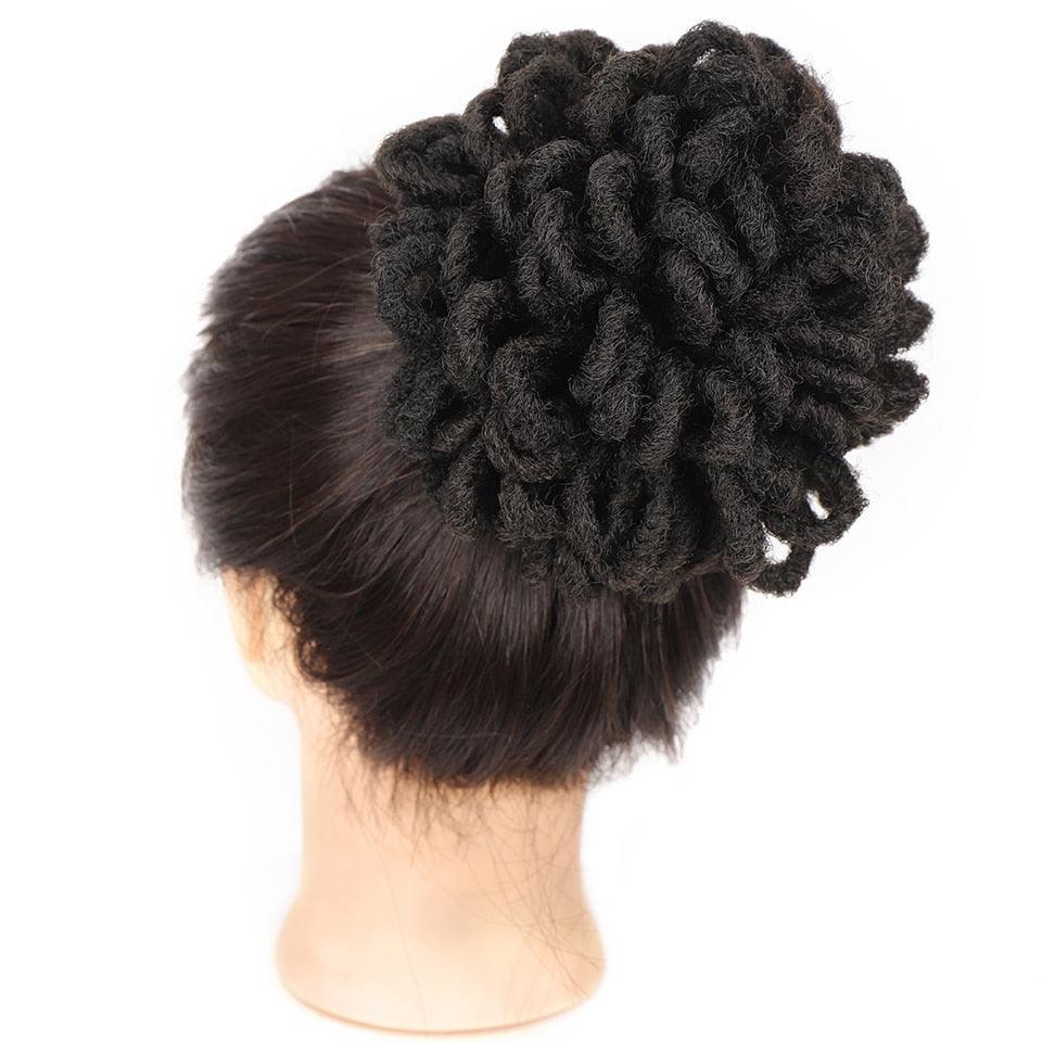 Synthetic Dread Locks Chignon Faux Locks Hair Bun Hairpiece Drawstring Pony Tail Clip in Hair Extensions For Black Women Clip in Hair Extension For Volumized Hair Buns For Girls Stevvex