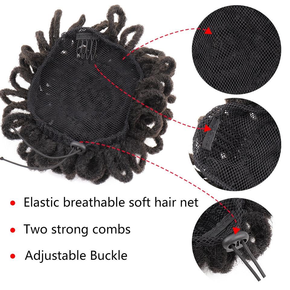 Synthetic Dread Locks Chignon Faux Locks Hair Bun Hairpiece Drawstring Pony Tail Clip in Hair Extensions For Black Women Clip in Hair Extension For Volumized Hair Buns For Girls Stevvex