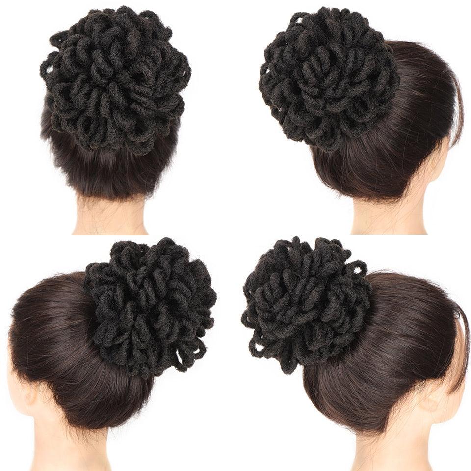 Synthetic Dread Locks Chignon Faux Locks Hair Bun Hairpiece Drawstring Pony Tail Clip in Hair Extensions For Black Women Clip in Hair Extension For Volumized Hair Buns For Girls Stevvex