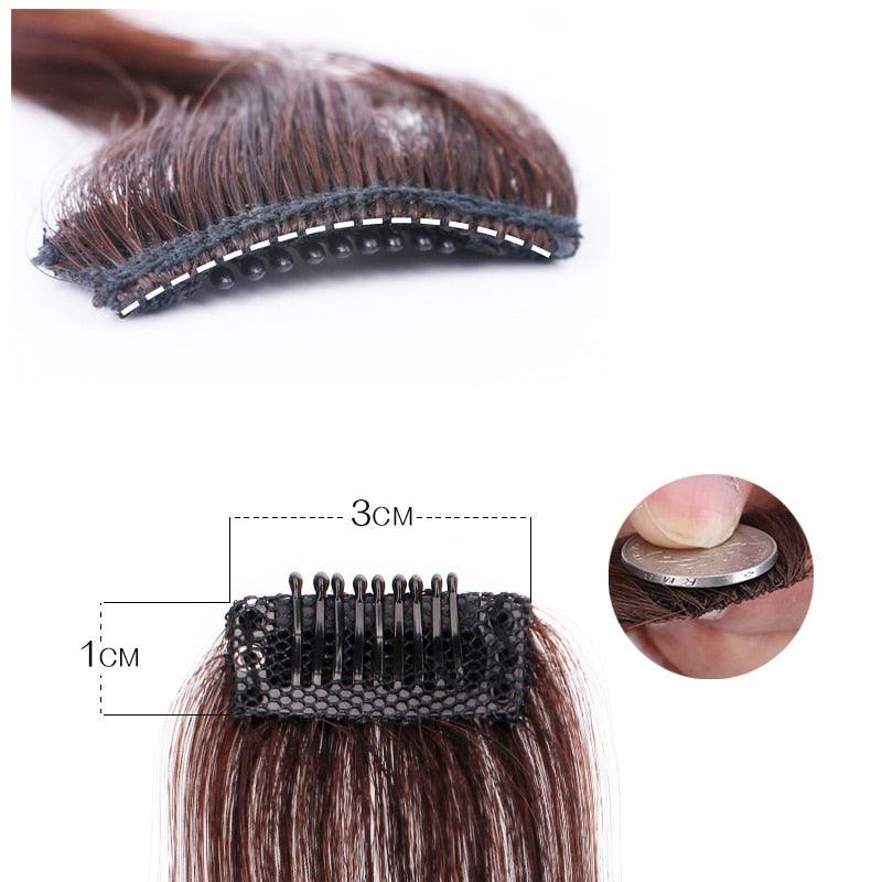 Synthetic Hair Bangs Clip In Front Side Bangs Fake Fringe Hair Extensions For Women Natural Hairpiece Natural Flat Neat side Bangs With Temples For Women One Piece Hairpiece Stevvex
