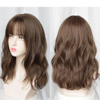 Synthetic Wigs For Women Daily Cosplay Long Water Wave  Lolita Wig With Bangs Cold Brown Heat Resistant Hair Bob Wigs For Black Women Cosplay Wigs For Women Gifts for Girlfriends Stevvex
