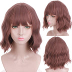 Synthetic Wigs For Women Daily Cosplay Long Water Wave  Lolita Wig With Bangs Cold Brown Heat Resistant Hair Bob Wigs For Black Women Cosplay Wigs For Women Gifts for Girlfriends Stevvex