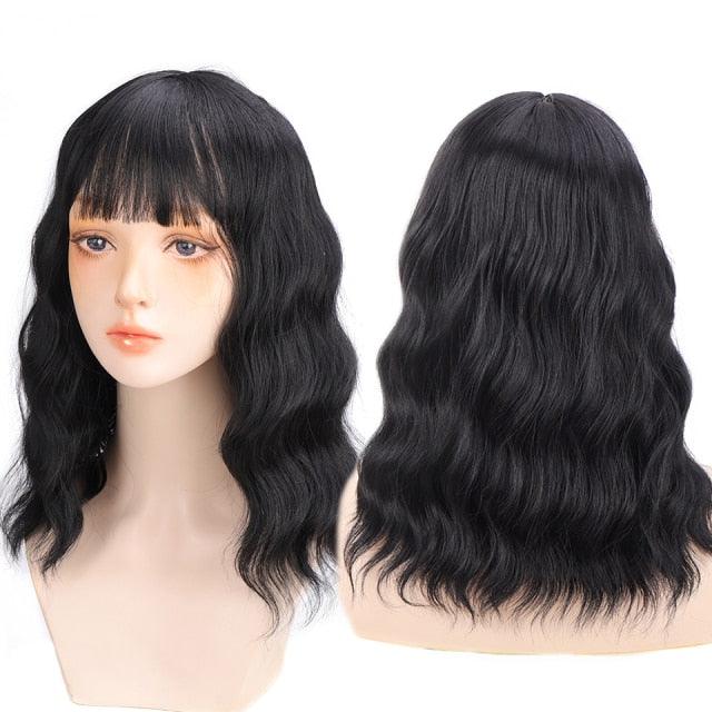 Synthetic Wigs For Women Daily Cosplay Long Water Wave  Lolita Wig With Bangs Cold Brown Heat Resistant Hair Bob Wigs For Black Women Cosplay Wigs For Women Gifts for Girlfriends Stevvex