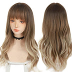 Synthetic Wigs For Women Daily Cosplay Long Water Wave  Lolita Wig With Bangs Cold Brown Heat Resistant Hair Bob Wigs For Black Women Cosplay Wigs For Women Gifts for Girlfriends Stevvex