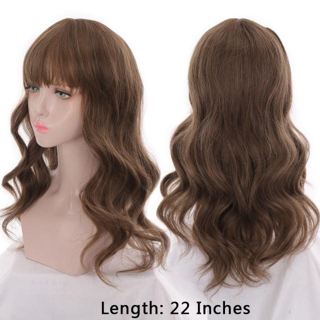 Synthetic Wigs For Women Daily Cosplay Long Water Wave  Lolita Wig With Bangs Cold Brown Heat Resistant Hair Bob Wigs For Black Women Cosplay Wigs For Women Gifts for Girlfriends Stevvex