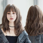 Synthetic Wigs For Women Daily Cosplay Long Water Wave  Lolita Wig With Bangs Cold Brown Heat Resistant Hair Bob Wigs For Black Women Cosplay Wigs For Women Gifts for Girlfriends Stevvex