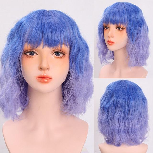 Synthetic Wigs For Women Daily Cosplay Long Water Wave  Lolita Wig With Bangs Cold Brown Heat Resistant Hair Bob Wigs For Black Women Cosplay Wigs For Women Gifts for Girlfriends Stevvex