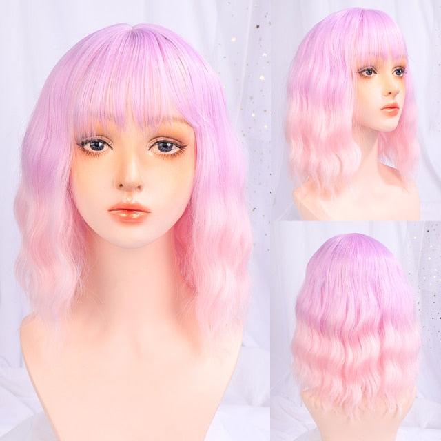 Synthetic Wigs For Women Daily Cosplay Long Water Wave  Lolita Wig With Bangs Cold Brown Heat Resistant Hair Bob Wigs For Black Women Cosplay Wigs For Women Gifts for Girlfriends Stevvex