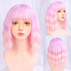 Synthetic Wigs For Women Daily Cosplay Long Water Wave  Lolita Wig With Bangs Cold Brown Heat Resistant Hair Bob Wigs For Black Women Cosplay Wigs For Women Gifts for Girlfriends Stevvex