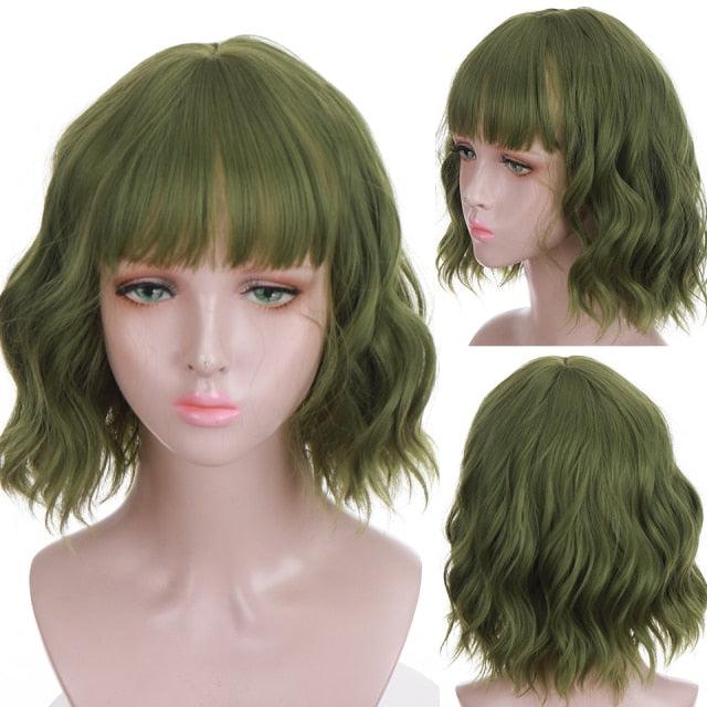Synthetic Wigs For Women Daily Cosplay Long Water Wave  Lolita Wig With Bangs Cold Brown Heat Resistant Hair Bob Wigs For Black Women Cosplay Wigs For Women Gifts for Girlfriends Stevvex