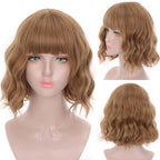 Synthetic Wigs For Women Daily Cosplay Long Water Wave  Lolita Wig With Bangs Cold Brown Heat Resistant Hair Bob Wigs For Black Women Cosplay Wigs For Women Gifts for Girlfriends Stevvex