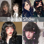 Synthetic Wigs For Women Daily Cosplay Long Water Wave  Lolita Wig With Bangs Cold Brown Heat Resistant Hair Bob Wigs For Black Women Cosplay Wigs For Women Gifts for Girlfriends Stevvex