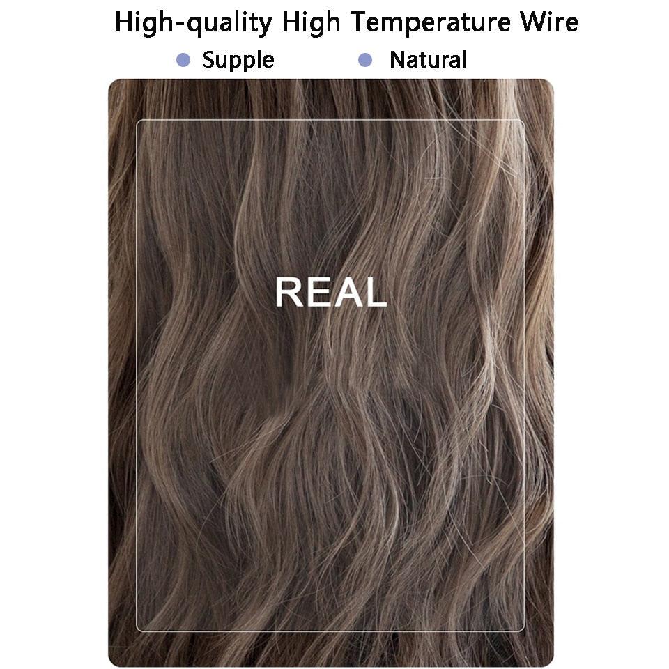 Synthetic Wigs For Women Daily Cosplay Long Water Wave  Lolita Wig With Bangs Cold Brown Heat Resistant Hair Bob Wigs For Black Women Cosplay Wigs For Women Gifts for Girlfriends Stevvex