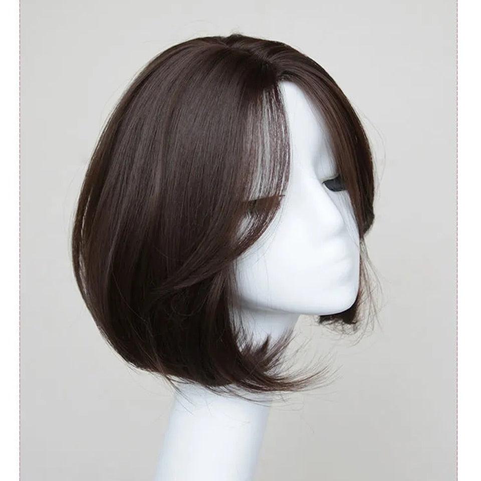 Synthetic Wigs Short Wavy Womens Wig Natural Part Side Hair Black Brown Wigs For Women Heat Resistant Daily Wigs For Black Women Cosplay Wigs For Women Gifts for Girlfriends Stevvex