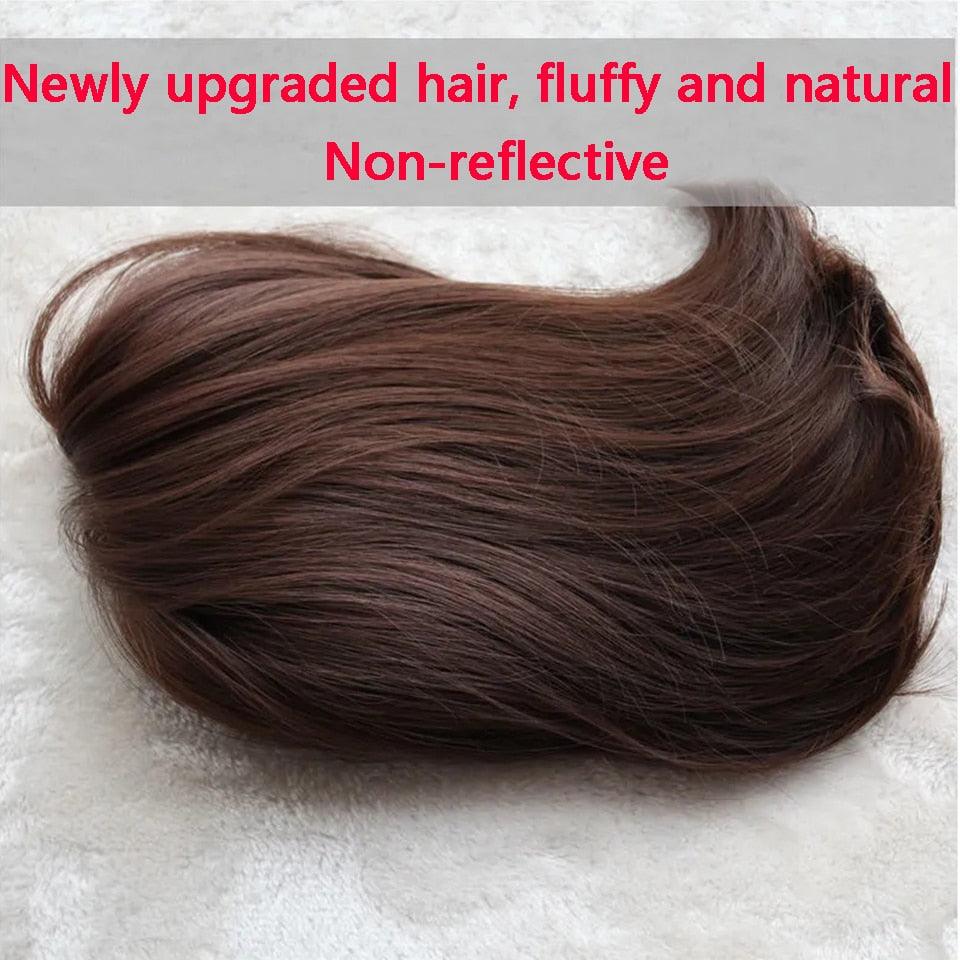 Synthetic Wigs Short Wavy Womens Wig Natural Part Side Hair Black Brown Wigs For Women Heat Resistant Daily Wigs For Black Women Cosplay Wigs For Women Gifts for Girlfriends Stevvex