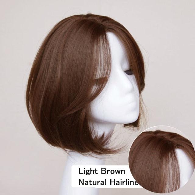 Synthetic Wigs Short Wavy Womens Wig Natural Part Side Hair Black Brown Wigs For Women Heat Resistant Daily Wigs For Black Women Cosplay Wigs For Women Gifts for Girlfriends Stevvex