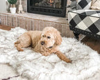 Beige Plush Pet Dog Mat for Resting and Comfort