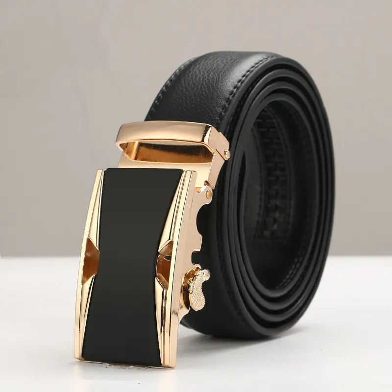 Genuine Leather Men's Belt with Automatic Buckle Pi-Mart