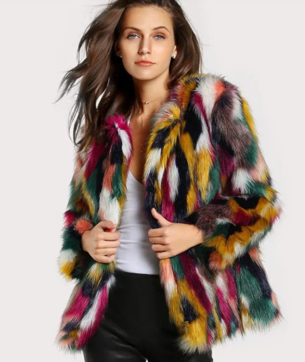 Women Color Fur Coats Pi-Mart