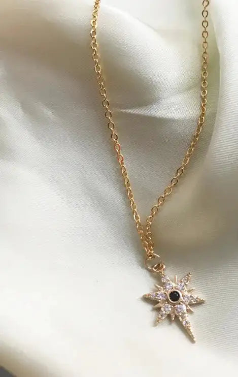 Gold-Plated Zircon Devil Eye and Star Cross Necklaces Lootquake LLC