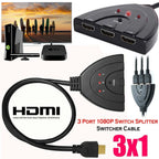 3 Port HDMI Splitter Cable 1080/4K Switch Switcher HUB Adapter for HDTV PS4 Xbox Pi-Mart