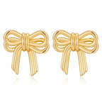 FAMARINE Gold Bow Earrings Women Double Bow Stud Earrings Small Earrings Jewelry
