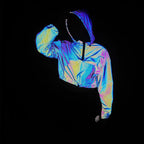 Women's Colorful Reflective Hooded Jacket Crop Top Pi-Mart