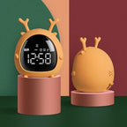 Table Clock Cute Alarm Clock Cute Toddler Alarm Clock Dimming Sleep Training Clock with Night Light Kids Wake Up Clock USB Rechargeable Easy Setting Kids Bedside Kids Night Wake Up Light Multi Function Alarm Clock for For Child Children Home Decoration
