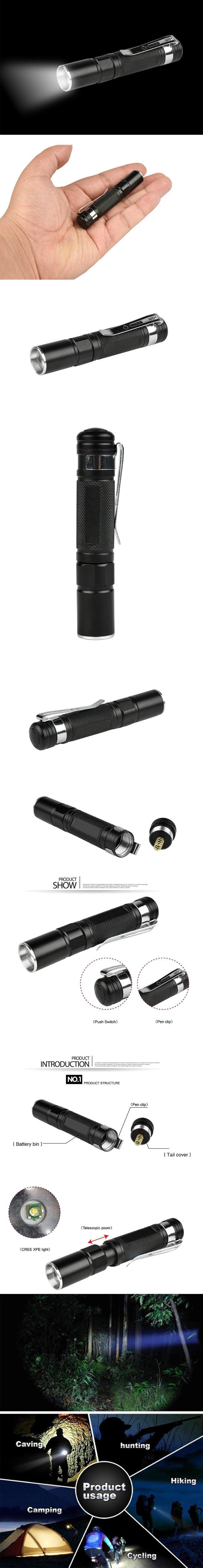 Tactical Adjustable Flashlight Super Bright LED Mini Flashlights With Belt Clip Waterproof Zoomable Mini Brightest Best Flashlights Portable Torch Powerful For  Hiking Camping Stevvex