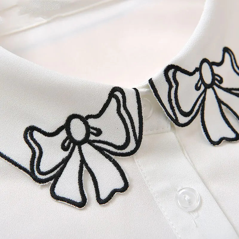 Embroidery Fake Women Collar Shirt Pi-Mart