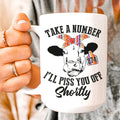 Take A Number Cow Ceramic Mug 15 oz Peachy Sunday
