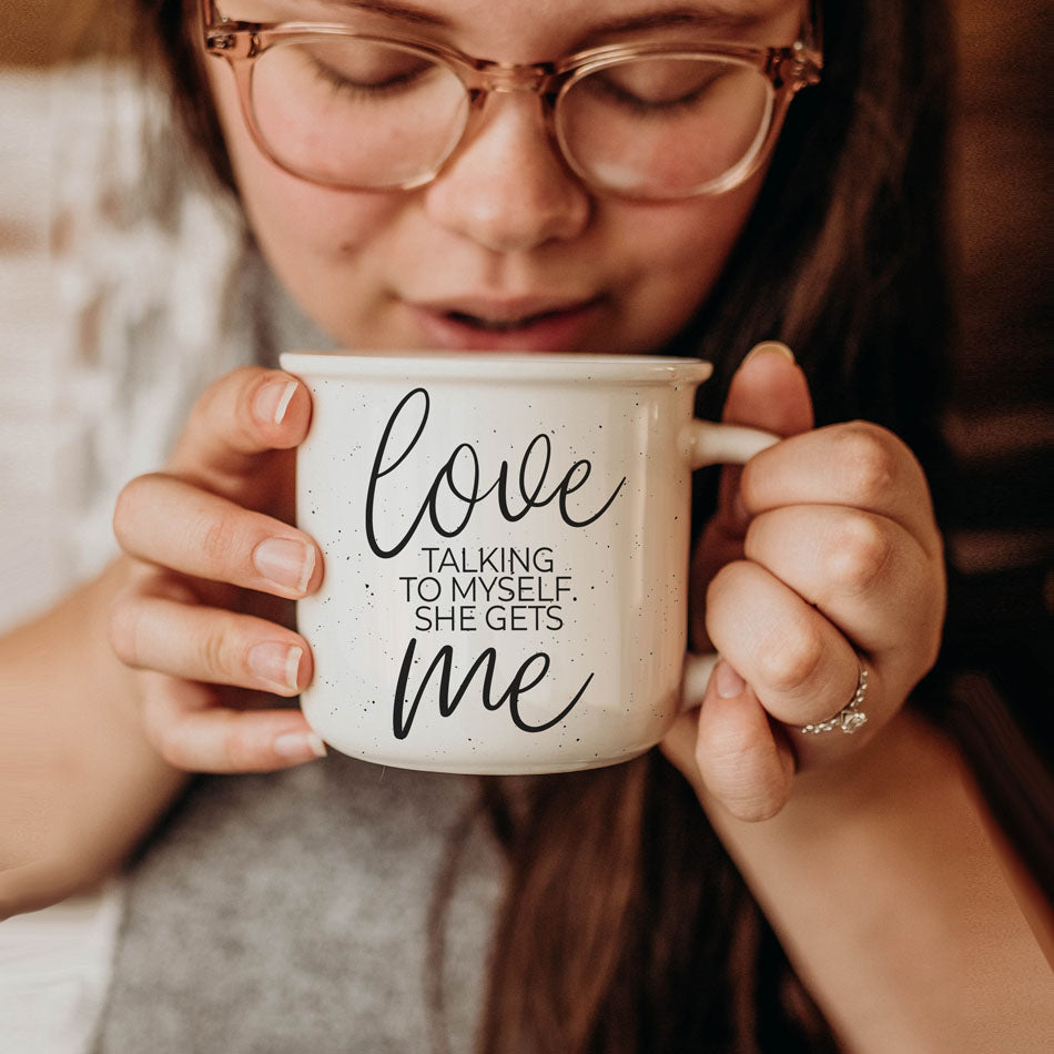 Love Talking To Myself 14.5oz Ceramic Coffee Mug Funny Self Talk Gift BandsCo Straps