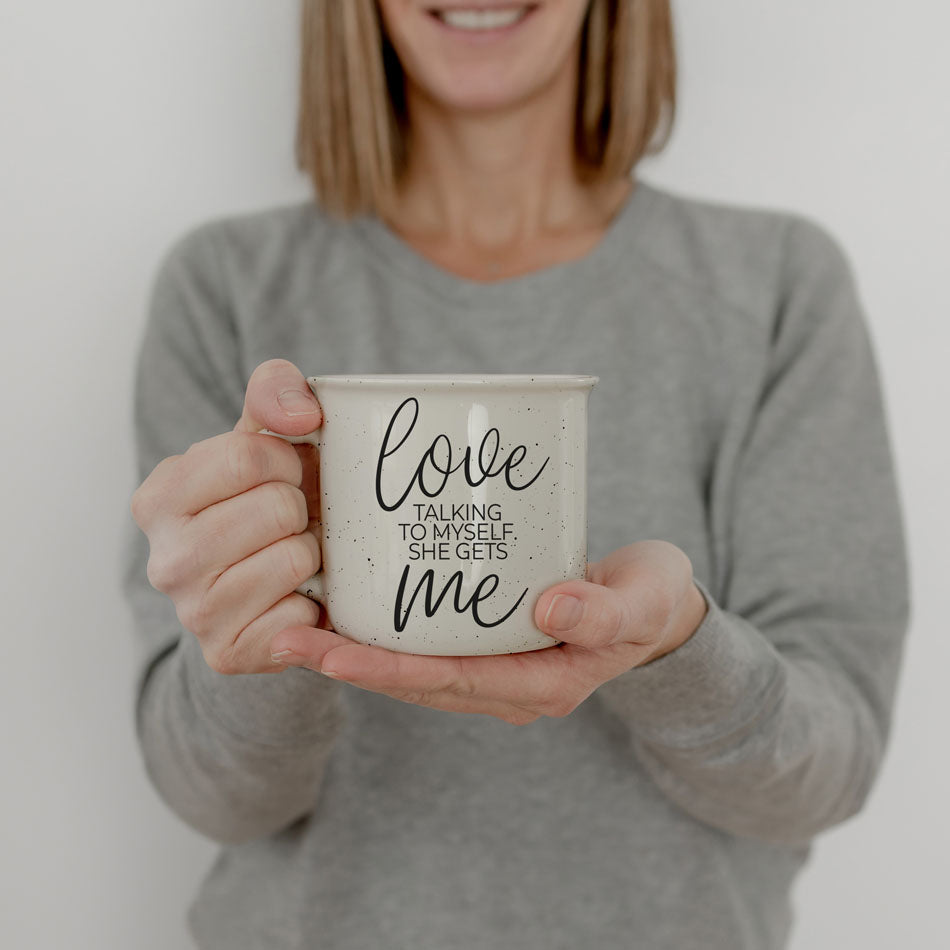 Love Talking To Myself 14.5oz Ceramic Coffee Mug Funny Self Talk Gift BandsCo Straps