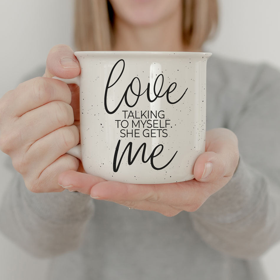 Love Talking To Myself 14.5oz Ceramic Coffee Mug Funny Self Talk Gift BandsCo Straps