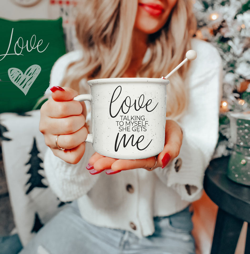 Love Talking To Myself 14.5oz Ceramic Coffee Mug Funny Self Talk Gift BandsCo Straps