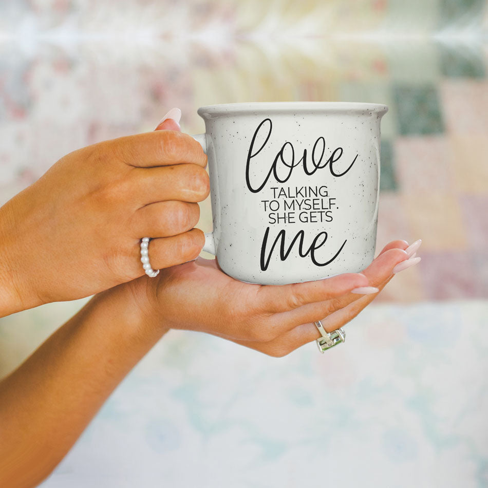 Love Talking To Myself 14.5oz Ceramic Coffee Mug Funny Self Talk Gift BandsCo Straps